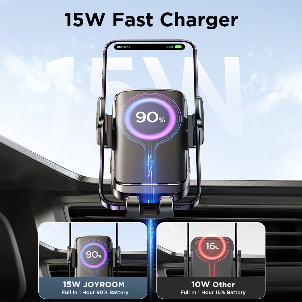 Joyroom Car Phone Holder Wireless Charger For iPhone and Samsung
