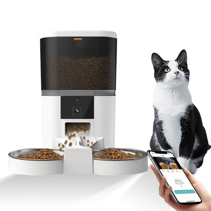 With HD Camera Outomatic Pet Feeder Cat And Dog Food Automatic Dispenser Suitable For Two Pet Cats And Dogs Feeding Remote Feed