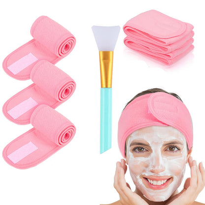 3 Piece Adjustable Facial Headband with Mask Brush