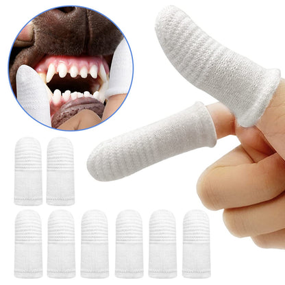 12pcs Pet Two-finger Brushing Finger Gloves Pet Teeth Oral Cleaning Tool