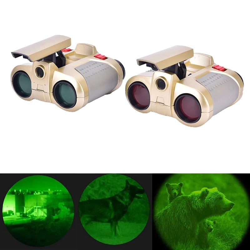 4x30 Binoculars with Night Vision Pop-up Light Kids Toy Binoculars Long Range Spy Viewer Outdoor  Wildlife Fun Watch